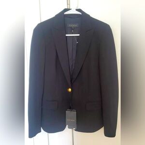 NWT $1400 Escada Black Lined Blazer Gold Button 34 XS 0/2